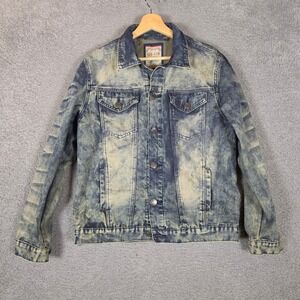 GS-115 Denim Jacket Mens Size M Blue Acid Wash Excellent Premium Trucker Edgy